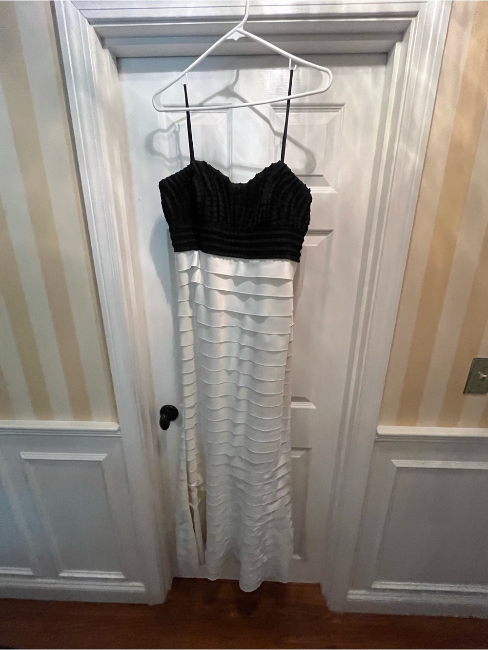 Black & White strapless Layered Maxi Dress
